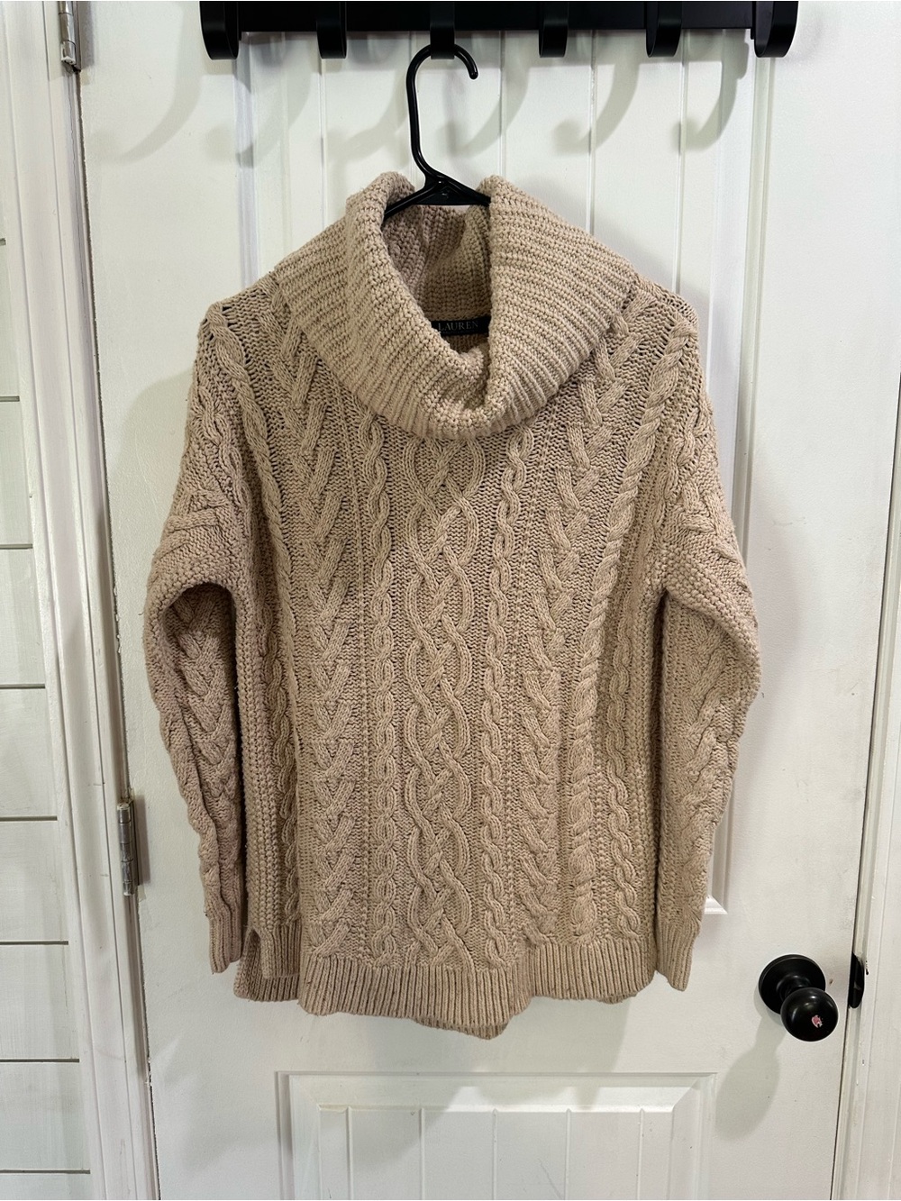 Lauren Ralph Lauren Cable Knit Cowlneck Sweater - Cream